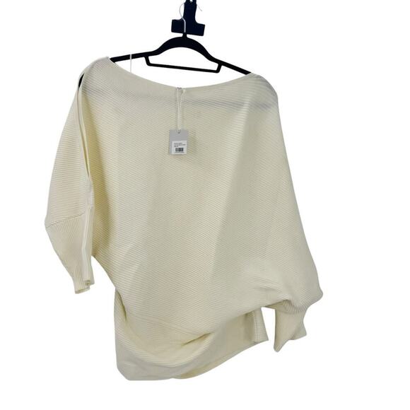 Reiss Asymmetric Drape Knitted Pullover Lorna Top Mink Ivory Size XS NWT - Picture 5 of 11